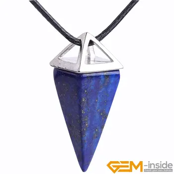 Pirâmide Varinha De Pedra Natural Dowsing Chakra Do Pêndulo Para Adivinhação Energia Reiki De Cura Pingente Para As Mulheres Presentes Lapis Lazuli