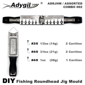 Adygil DIY de Pesca de cabeça redonda de Gabarito Molde ADRJHM/SORTIDAS COMBINAÇÃO 1/2oz. 3/4 oz. 1oz de 5 Cavidades