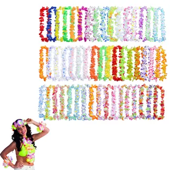 50/60Pcs Havaiano Leis Colar Tropical do Havaí Guirlandas de Flores Coroas de flores Tema Decorações do Partido Para o Casamento de Praia de Aniversário