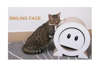 Smiley de papelão Ondulado mobília do Gato Gato Scratcher Gato Gordo Cama de Papelão de Alta Qualidade para o Brinquedo do Gato Coçar Pad com catnip