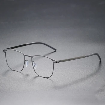 Marca Alemã De Óculos De Armação De Homens De Negócios De Aço Inoxidável Feito A Mão Prescrição De Óculos Mulheres Do Vintage Praça Óptico Óculos
