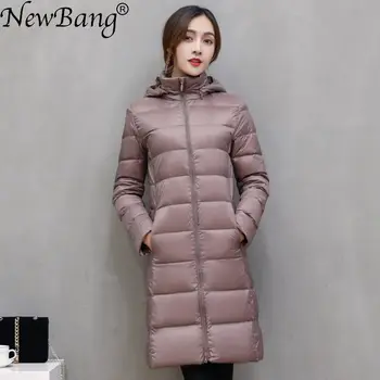 NewBang Marca Do Longo Inverno Em Jaquetas Mulheres Jaqueta Feminina Longo Permeável Casaco De Inverno Com Capuz Destacável Outwear