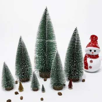 1pc Artificial Mini Árvore de Natal de Neve Geada Pequeno Pinheiro DIY Artesanato de Trabalho de Decoração de Natal, Enfeites Decoração