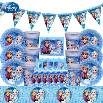 Disney Congelados Princesa Festa de mesa Rainha da Neve Feliz Aniversário, Decoração para uma Festa da Menina das Crianças Fornecimentos de Terceiros de Placa de Papel Copa do Guardanapo