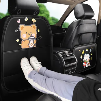 Bonito dos desenhos animados do Assento de Carro de Volta Anti-kick Pad Saco de Armazenamento de Anti-incrustantes Fácil Para Esfregar Protetor de Acessórios para carros