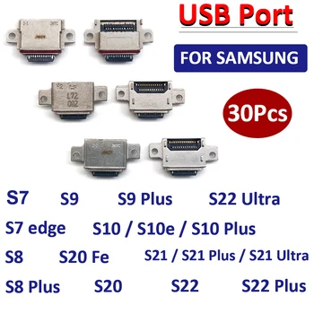 30Pcs，Original Para Samsung S21 S22 Mais S20 Ultra S10 S8 S9 S7 borda Micro Mini USB conector de Carga do Porto do Carregador Plug Dock