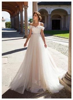 Elegante Vestido de Noiva de Renda Vestidos de noiva 2019 Simples Vestido de Noiva Querida Sexy Romântico Andar de Comprimento Vestidos de Casamento