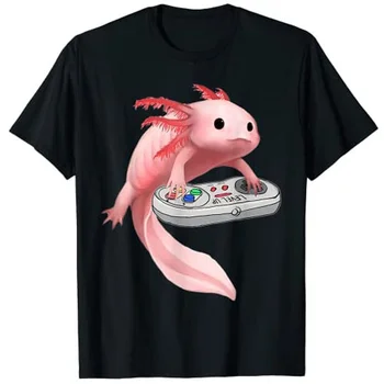 Axolotl Peixe Jogando Vídeo Game Branco-Axolotl Gamers T-Shirt