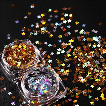 Holográfico Laser Star Unhas De Glitter Em Pó De Ouro De Prata De Lantejoulas Polonês Gel Paillette Nail Art Accesorios Decorações De Manicure