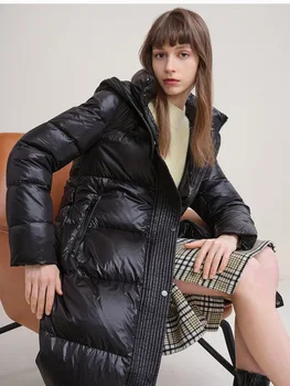 Mulheres de inverno novo estilo black plus size para baixo do casaco S-10XL