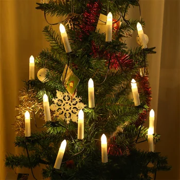 Decoração da Árvore de natal Velas LED de Luz Alimentado por Usb 20PCS com Clip E Decoração de Natal para a Casa de Vela Novo Ano de 2023