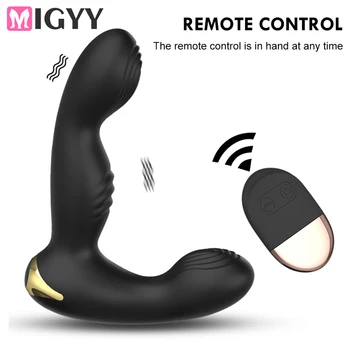 Controle remoto de Próstata Massageador de Carregamento USB Anal Butt Plugs G Spot-Vibrador de Silicone Adulto do Sexo Máquina de Brinquedos loja Para Homens Mulheres