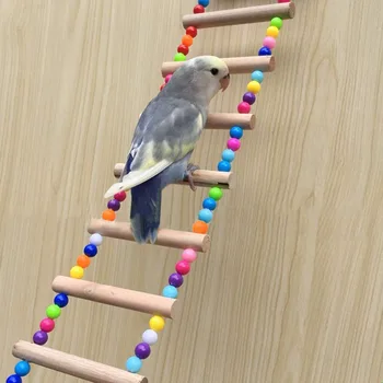 Aves, Animais De Estimação Papagaios Escadas Escalada Brinquedo Pendurado Bolas Coloridas Com A Madeira Natural