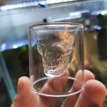 1pcs Crânio Cabeça de Vidro de Tiro Divertido Designer Criativo de Cristal Partido Copo do Vinho 25 ml Transparente Canecas de Cerveja do dia das bruxas