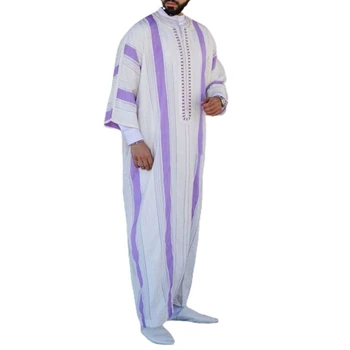 Eid Ramadã Homens Muçulmanos Moda Manto Kaftan Paquistanês De Linho Faixa Longo Vestido Casual Solta Dubai Abaya De Vestuário Islâmico