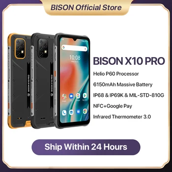 UMIDIGI BISON X10 Pro Smartphone Versão Global NFC 4GB de 12 gb IP68 & IP69K Helio P60 Octa Core 6.53