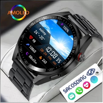 2022 Novo 8G de Memória Smart Watch AMOLED 454*454 HD Sempre Exibir O Tempo de Chamada Bluetooth Smartwatch Para Homens Huawei TWS Fones de ouvido