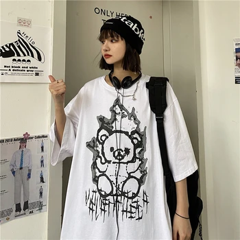 Y2K Tops da Moda Oversized T-shirt Harajuku Anime Cartoon Venda Superior Gráfico Legal camisa de Manga Curta T Mulheres T-Shirt Roupas Goth