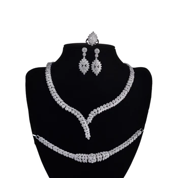Conjunto de jóias de HADIYANA Charme Colar Brincos Anel Pulseira de Presente de Noiva Elegante Para as Mulheres de Alta Qualidade CNY0046 Bisuteria
