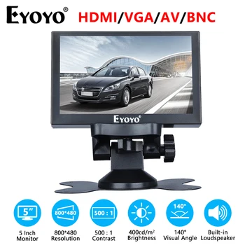 Eyoyo S501H de 5 Polegadas IPS HDMI Ecrã 4:3 LCD, Mini Tela 800x480 Suporte VGA AV de Entrada Com o alto-Falante do Poder de USB Para Sistema de CFTV