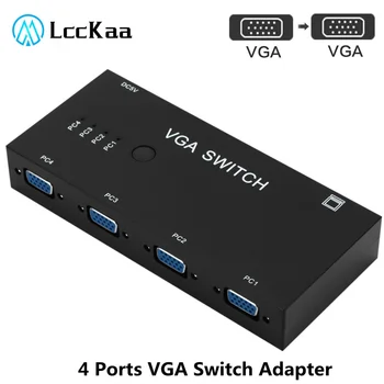 LccKaa 4 Porta VGA Switcher 4 Em 1 Saída VGA Switch Box VGA para Consoles, Caixas Set-top 4 Hosts Compartilhar 1 Display de Notebook Projetor