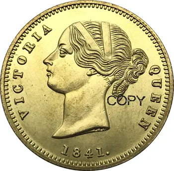 A Índia Britânica Mohur Victoria 1841 Real De Ouro De Dupla Trança De East India Company Réplica De Moeda