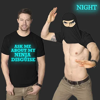 Mens Perguntar-Me Sobre a Minha Ninja Disfarçar Flip T-Shirt Engraçada Traje luminosa Gráfico Homens Novidade Camiseta Humor Presente de Mulheres Superior Tee