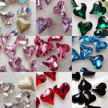 10Pcs (8mm)- Coração de Unhas de Strass em Forma de Diamante de Enfeite de Strass de Vidro cristal de rocha, 10pcs/saco