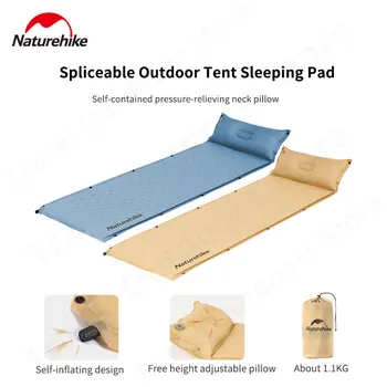 Naturehike 3cm Esponja Auto-inflável Exterior esteira Único/cama de Acampamento Spliceable Inflável Tapetes com Almofadas