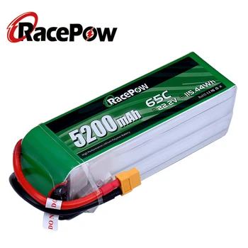 RacePow RC Bateria de LiPo, 65C 5200mAh 22.2 V Lipo 6S Batterie com XT60 Plug Para o Helicóptero de RC Carro Barco Avião Quadcopter FPV