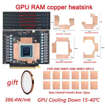 GPU, RAM Dissipador de Calor de Cobre Para a Memória de Gráficos RTX 3060 3070 3080 3090 / 5600 5700 GPU de Resfriamento de 15 A 40℃ Almofada Térmica