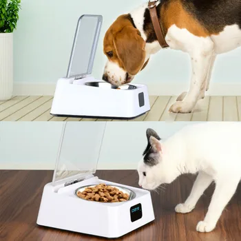 Pet automática cuba de alimentação Infravermelho Sensor Automático de Abrir a Tampa Inteligente Alimentador Anti-mouse Umidade-prova de Cão Comida de Gato Distribuidor