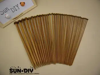 Frete grátis Único pontas de Bambu agulhas de tricô 25,35 cm 18 pares/tamanhos de 2,0-10,0 mm para DIY artesanato tricô bordado