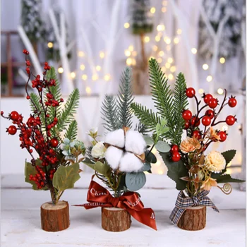25CM Enfeites de Natal da Janela da área de Trabalho Mini Árvore de Natal Decoração de Vasos de Planta Cena Festival de Decoração Decoração