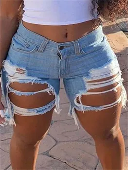 2022 nova chegada de Mulheres de verão Rasgado shorts jeans de Moda da Internet celebridades shorts jeans de moda feminina roupas S-5XL