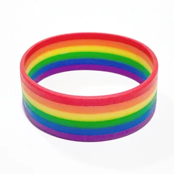A Moda Do Silicone Do Arco-Íris Orgulho Pulseira Mutilayered De Borracha Gay Lésbica Moda Pulseira De Jóias