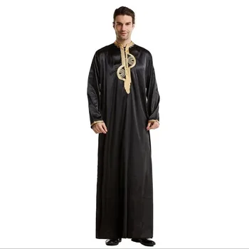 Longo Preto kaftan djellaba vetement arabe homme thobe homens muçulmanos vestidos de kurta shalwar roupas islâmicas caftan abaya plus size