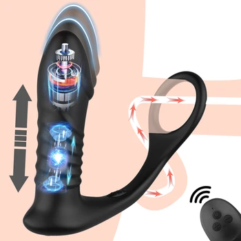 Vibrador Vibrador Ejaculação Retardada Anel peniano Produtos para Adultos Cock Ring Plug Anal Butt Plug Massageador de Próstata Brinquedos Sexuais para o Casal