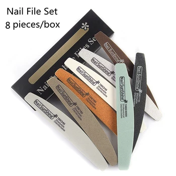 8Pcs Mix Nail Arquivos Para Manicure Forte Lixa Lavável 80/100/180/240/1000 Unhas Acessórios de Unhas de Suprimentos Para Profissionais