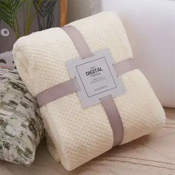 Inverno Jogar um Cobertor para Cama Fofo Xadrez Cobertores no Sofá de Cor Sólida Colchas Decorativas King Size Coral Cobertores de Lã