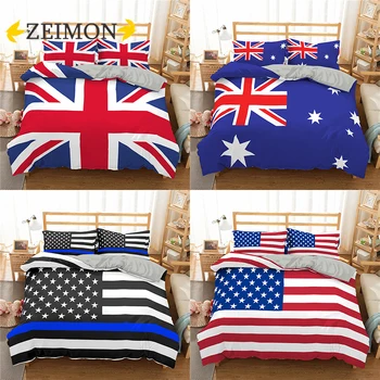 ZEIMON 3D Bandeira Americana Impresso Conjunto de roupa de Cama King Size Geométricas Capa de Edredão de Têxteis para o Lar Enxovais 2/3pcs Poliéster