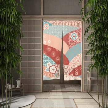 Japonês Porta Cortinas De Flores Fã De Impressão Para Casa Quarto Sala Decoração De Cozinha De Restaurante Entrada De Partição Pendurar Cortina