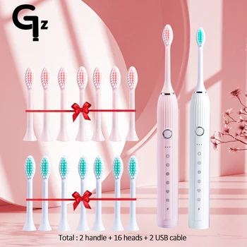 GeZhou Atualização N105 Sonic Escova de dentes Elétrica Adultos Cronometrado Escova de 6 Modos de Carregador de USB Recarregável Escova de dentes de Substituição do Conjunto de Cabeça