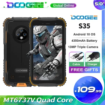 DOOGEE S35 IP68 à prova d'água Robusta Telefone Android 10.0 Quad Core De 1,25 GHz 28nm 3GB+16GB Telefone Móvel 4350mAh Bateria do Smartphone