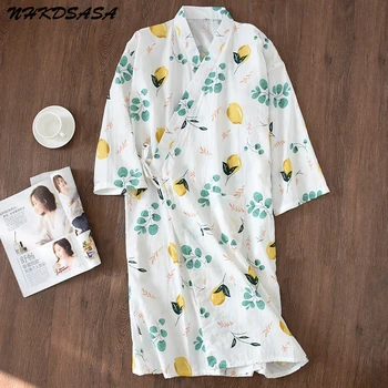 Japonês-Estilo quimono Pijama de Verão, Novo 100% Algodão, Gaze Pijama Camisola Homens Senhoras SPA Yukata Homewear Longo de Pijamas para Mulheres