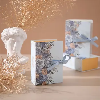5pcs para festas DIY Caixa de Presente Criativo de Papel Kraft Flor Caixa da Caixa de Embalagem dos Doces da Caixa Com a Fita da Caixa de Presente