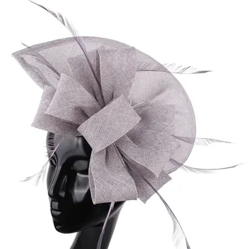 Senhoras cinza Fascinator pena Chapéu Vintage das Mulheres da forma Festa de casamento Elegante Fascinators Acessórios de Cabelo ou multicolors SYF66