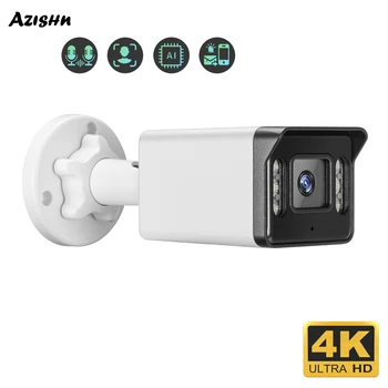AZISHN de 8MP 4K Câmera IP ONVIF Impermeável Exterior de Detecção de Rosto Duas Vias de Áudio Home Câmera de Vigilância Alertas de e-Mail