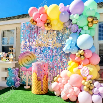 Macaron Balões de Látex Guirlandas Crianças, Festa de Aniversário, Balões Decorações de chá de Bebê Decoração do arco-íris em tons Pastel Balão de Arco de kits