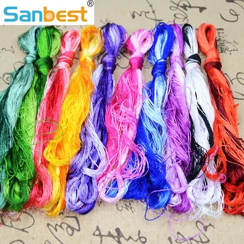 Sanbest Natural de Seda, linha de Bordado 30/50/100 Novelos Fio Multicolor Threads Tecida feito a mão da Jóia Su Seda DIY de Alta Qualidade
